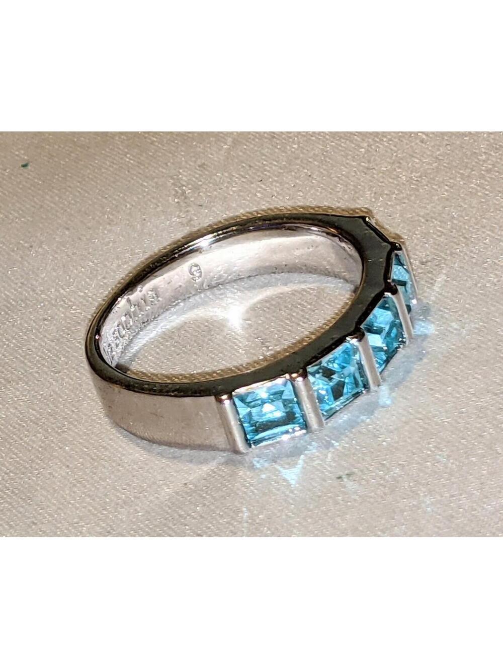Lia Sophia "Cold Front" Women's Silver Tone Band Ring With Blue Crystals Size 9 - Picture 3 of 5